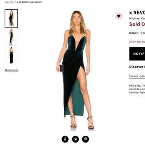 Michael Costello Dark Green Jake Gown